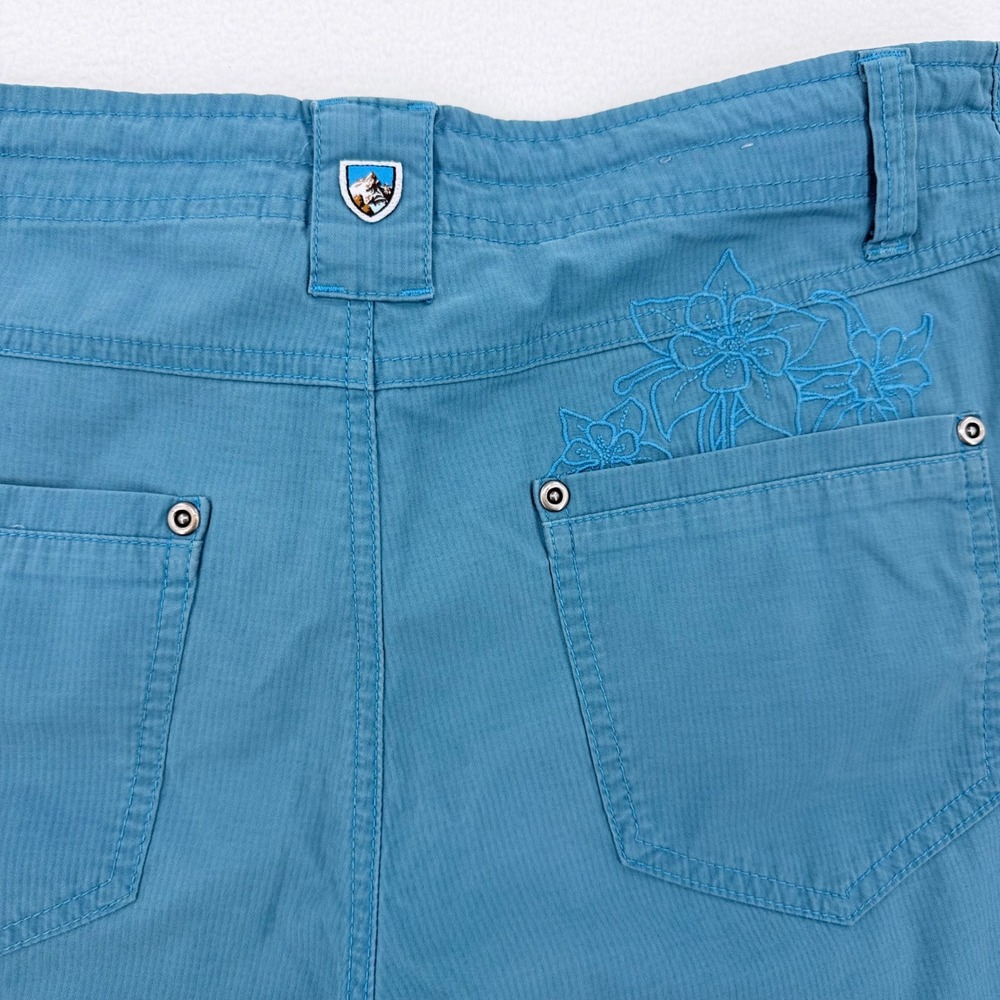 KUHL Capri Pants Womens 8 Blue Teal Embroidered Floral Hiking Utility - Picture 4 of 7